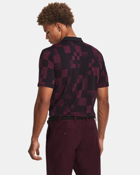 Men's Curry Printed Polo in Maroon image number 1